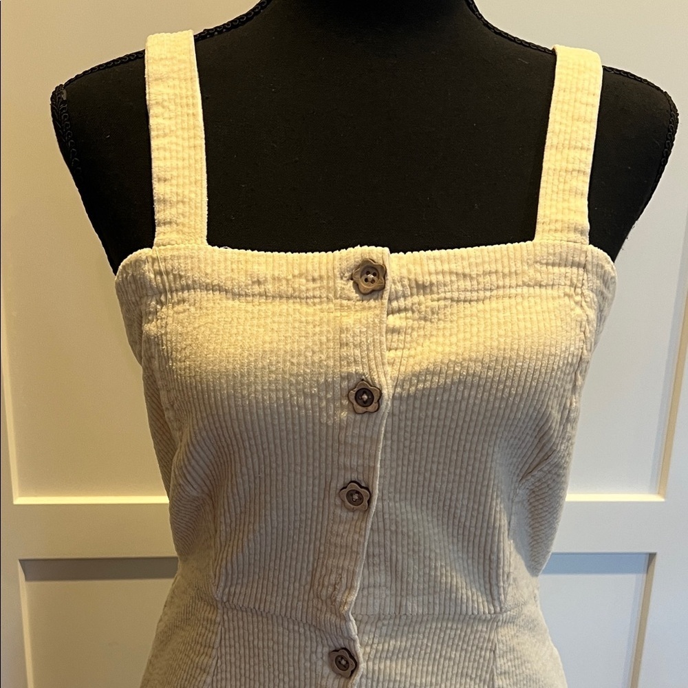 O'Neill Cream Button-Front Corduroy Mini Dress S - Picture 3 of 8